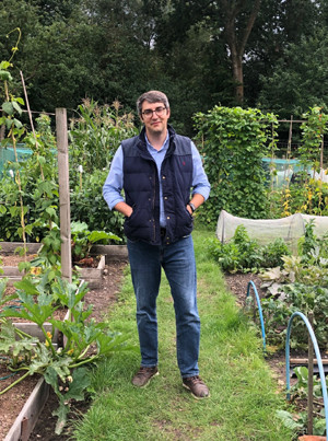 Matthew Goldberg in his allotment for National Grid's Green Collar Jobs series